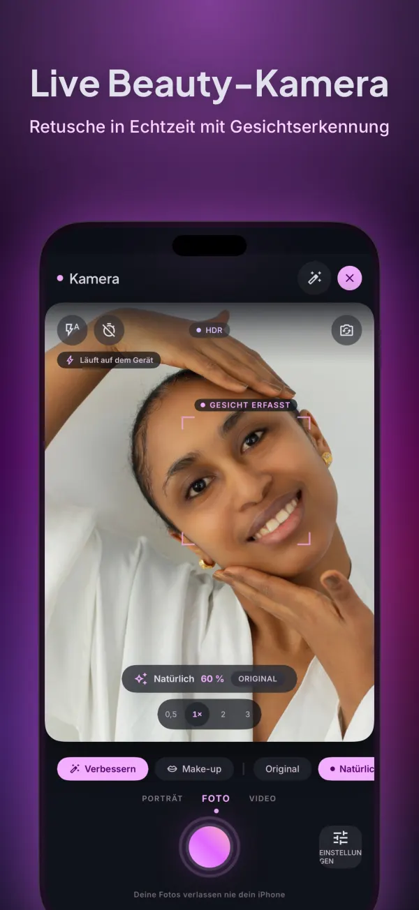 Live-Beauty-Kamera mit Gesichtstracking